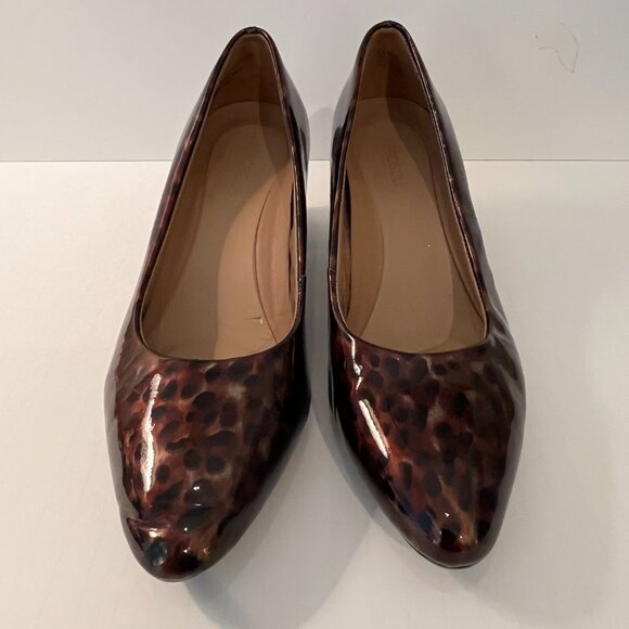 AEROSOLES "Silver Star" Patent Leather Animal Print Block Heel Pumps ~ Size 9.5M - Picture 11 of 11